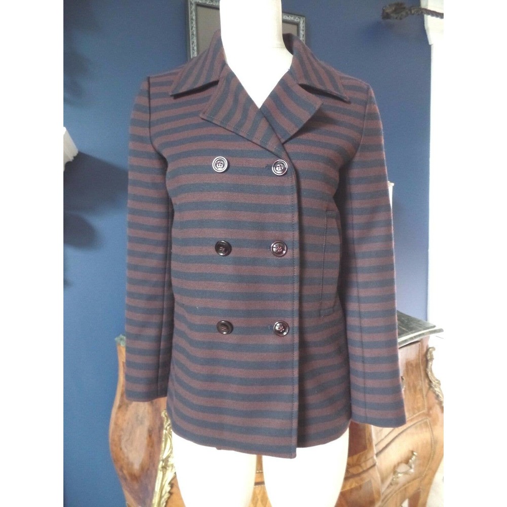 Zara Basic Stripe Double Breasted Jacket Blazer - image 1